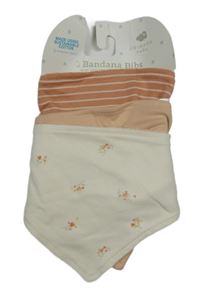 Nové - 3x slinták - béžový květovaný + pudrový + starorůžovo-růžový pruhovaný Primark