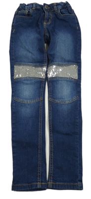 Tmavomodré skinny rifle s flitry Y.F.K.