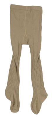 Hnědé žebrované punčocháče