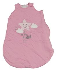 Růžový zateplený spací pytel s hvězdami a mraky Ergee