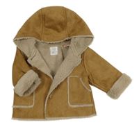 Hnědá semišová zateplená bunda s kapucí Zara