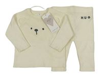 Nové - 2set - Smetanový svetr s čumákem + pletené tepláky s nápisem M&S