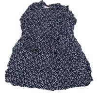 Tmavomodré květované lehké šaty Pocopiano