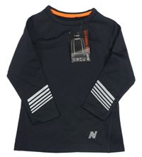 Nové - Černé spodní triko s pruhy na rukávech Next