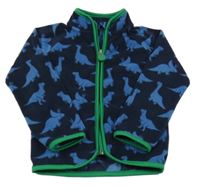 Tmavomodrá fleecová propínací mikina s dinosaury Tchibo