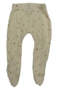 Krémové květované polodupky Zara