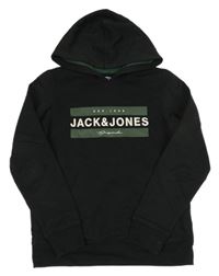 Černá mikina s nápisem a kapucí Jack & Jones