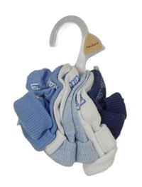 Nové - 5x ponožky - 2x bílé + modré + světlemodré + tmavomodré