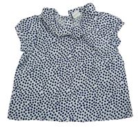 Bílo-tmavomodrá puntíkatá tunika s límečkem H&M