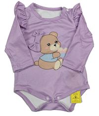 Nové - Lila body s medvědem s mašlí a volánky Shein