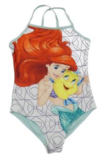 Bílo-světlemodré jednodílné plavky s Ariel Disney
