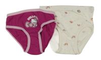 2x kalhotky - Bílé s duhami + fuchsiové s Hello Kitty
