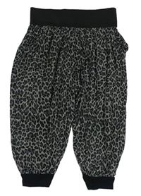 Tmavošedo-černé leopardí crop volné kalhoty Debenhams