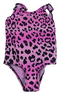 Růžovo-černé leopardí jednodílné plavky Yd.