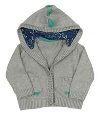 Šedý propínací svetr s kapucí s ostny Mothercare