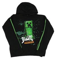 Černá mikina se zeleným pruhem a Minecraft a kapucí zn. Pep&Co