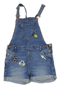 Tmavomodré riflové laclové kraťasy s nášivkami Denim Co.