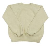 Smetanový chlupatý svetr 