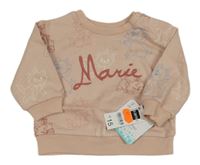 Nové - světlerůžová vzorovaná mikina s kočkami Dunnes 