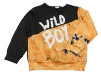 Černo-oranžová lehká mikina s nápisem 