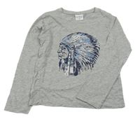 Šedé melírované triko s indiánem Pocopiano