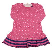 Růžové vzorované bavlněné šaty se srdíčky a volánky kids