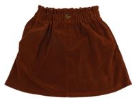 Hnědá sametová žebrovaná sukně Zara