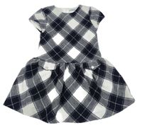 Tmavomodro-bílé kostkované vlněné šaty Mayoral