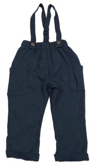 Tmavomodré tepláky s kšandami H&M