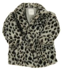 Šedo-černý vzorovaný kožešinový podšitý kabátek Next