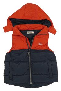 Tmaovmodro-červená šusťáková zateplená vesta s kapucí H&M