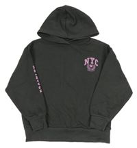 Tmavošedá oversize mikina s nápisem a kapucí Matalan