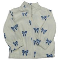 Bílá fleecová propínací mikina s modrými mašličkami dunnes