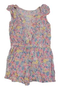 Světlerůžovo-barevný květovaný kraťasový overal Matalan