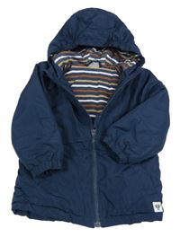 Tmavomodrá šusťáková lehce zateplená bunda s kapucí Pep&Co