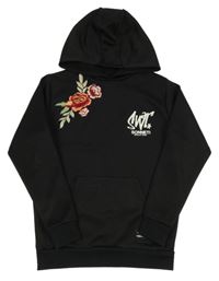 Černá sportovní mikina s květinou a kapucí Sonneti