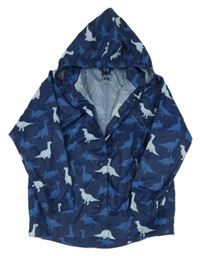 Tmavomodrá šusťáková jarní bunda s dinosaury a kapucí Tchibo