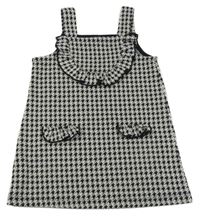 Černo-šedo-béžové vzorované úpletové šaty s volánkem River Island