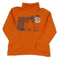 Oranžové triko s medvědem a nápisem a rolákem C&A