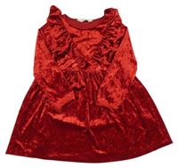Červené sametové šaty s volánky H&M