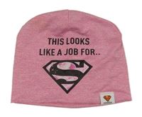Růžová melírovaná čepice - Superman 