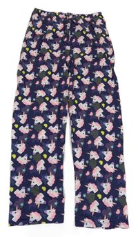 Nové - tmavomodré pyžamové kalhoty s jednorožci Primark