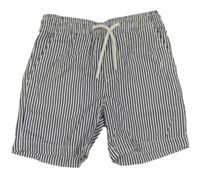 Bílo-tmavomodré pruhované plátěné kraťasy H&M