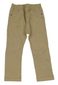 Béžové plátěné kalhoty s úpletovým pasem H&M