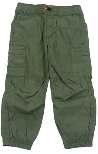 Khaki šusťákové cargo cuff kalhoty H&M