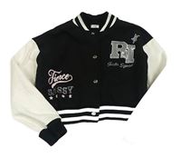 Černo-bílá baseballová crop mikina s nápisy River Island