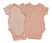 2set - 2x body - růžové + růžovo-bílé pruhované M&S