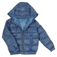 Šedomodrá šusťáková prošívaná zimní bunda s kapucí Lily & Dan