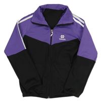 Fialovo-černá propínací sportovní mikina s potiskem 