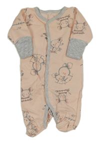 Světlerůžovo-šedý overal s myškami 